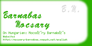 barnabas mocsary business card